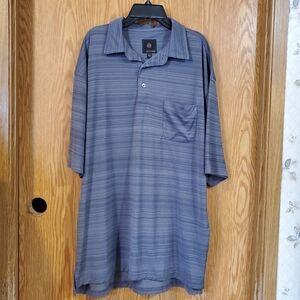 F/X Fusion gray stripe polo shirt polyester
